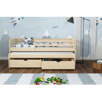 Dětská postel z masivu borovice JOLANA s přistýlkou a šuplíky - 200x90 cm