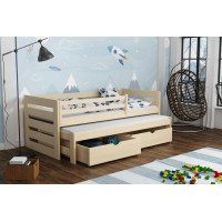 Dětská postel z masivu borovice JOLANA s přistýlkou a šuplíky - 200x90 cm