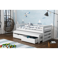 Dětská postel z masivu borovice JOLANA s přistýlkou a šuplíky - 200x90 cm