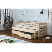 Dětská postel z masivu borovice JOLANA s přistýlkou a šuplíky - 200x90 cm