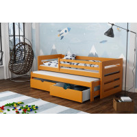 Dětská postel z masivu borovice JOLANA s přistýlkou a šuplíky - 200x90 cm