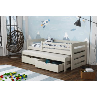 Dětská postel z masivu borovice JOLANA s přistýlkou a šuplíky - 200x90 cm