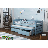 Dětská postel z masivu borovice JOLANA s přistýlkou a šuplíky - 200x90 cm