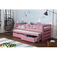 Dětská postel z masivu borovice JOLANA s přistýlkou a šuplíky - 200x90 cm