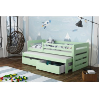 Dětská postel z masivu borovice JOLANA s přistýlkou a šuplíky - 200x90 cm