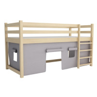 Dětská vyvýšená postel z masivu borovice PORTO - 200x90 cm - OLIVOVĚ ZELENÁ