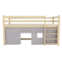 Dětská vyvýšená postel z masivu borovice PORTO - 200x90 cm - OLIVOVĚ ZELENÁ