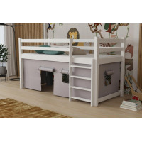 Dětská vyvýšená postel z masivu borovice PORTO - 200x90 cm - bílá