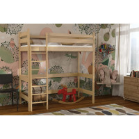 Dětská vyvýšená postel z masivu borovice TEXAS - 200x90 cm - PŘÍRODNÍ BOROVICE