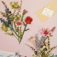 ROBOTIME Rowood 3D dřevěné puzzle Košík s květinami 428 dílků