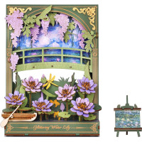 ROBOTIME Rowood 3D dřevěné puzzle Lekníny s LED osvětlením 237 dílků