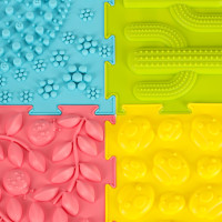 Senzorická podložka Montessori pro masáž nohou 8 dílků - pastelové barvy