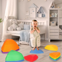 Senzorická Montessori stezka Říční kameny pro trénink rovnováhy 11 prvků - barevná