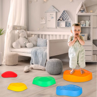 Senzorická Montessori stezka Říční kameny pro trénink rovnováhy 5 prvků - barevná