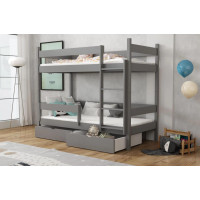 Dětská patrová postel z masivu borovice LEGEND se šuplíky - 200x90 cm