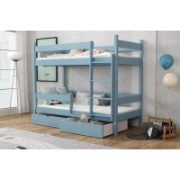 Dětská patrová postel z masivu borovice LEGEND se šuplíky - 200x90 cm