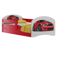 Dětská postel se šuplíky ČERVENÝ SPORŤÁK 160x80 cm - červená / bílá