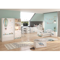 Dětská postel OSKAR - 180x80 cm - DO NEBES - se šuplíkem, 1x dlouhá + 1x krátká zábrana