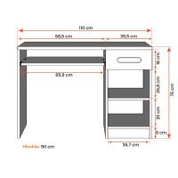 Psací stůl SMYK - šedý/bílý (více variant)
