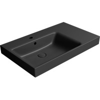 GSI NUBES keramické umyvadlo 80x50cm, s odkládací plochou vpravo, černá mat 9629126