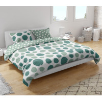 Bavlněné povlečení FASHION Zelené puntíky - bílé/zelené - 160x200 cm