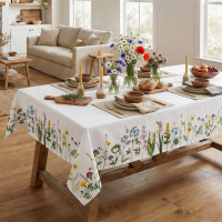 Velikonoční ubrus BLOOM Květiny - 130x180 cm - bílý