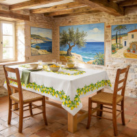 Dekorační ubrus LIMONE Citrony - 140x200 cm - bílý