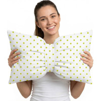 Dekorační polštář GLAM 30x50 cm - bílý/zelené tečky