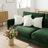 Dekorační polštář GLAM 30x50 cm - bílý/zelené tečky