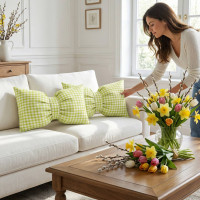 Dekorační polštář GLAM 30x50 cm - károvaný zelený