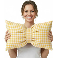 Dekorační polštář GLAM 30x50 cm - károvaný žlutý