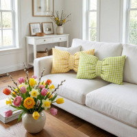 Dekorační polštář GLAM 30x50 cm - károvaný žlutý