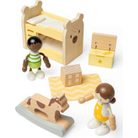 Bigjigs Toys Dřevěný nábytek do domečku pro panenky Dětský pokoj