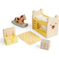 Bigjigs Toys Dřevěný nábytek do domečku pro panenky Dětský pokoj