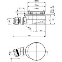 Polysan Vaničkový sifon, průměr 90mm, DN40, nízký, krytka gun metal 17916GM