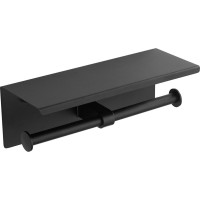 Sapho Dvojitý držák toaletního papíru s poličkou 30cm, černá mat UN1196B