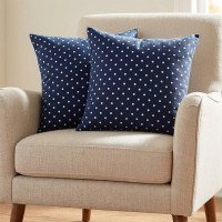 Povlak na polštář HAPPY 40x40 cm - tmavě modrý/bílé tečky