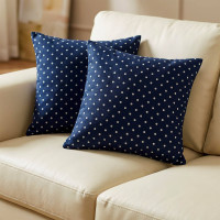Povlak na polštář HAPPY 40x40 cm - tmavě modrý/bílé tečky