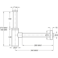 Sapho Umyvadlový sifon 5/4", odpad 32mm, kulatý, měď mat SI521