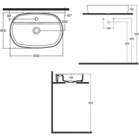 Isvea SINTESI keramické umyvadlo na desku, 60x40cm, bílá 10SI65060
