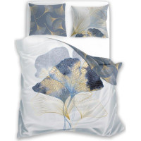 Saténové povlečení NOBILE Ginkgo - bílé/šedé - 140x200 cm