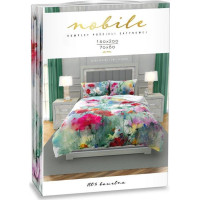 Saténové povlečení NOBILE Pastelové květy - tyrkysové - 160x200 cm