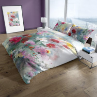 Saténové povlečení NOBILE Pastelové květy - tyrkysové - 160x200 cm