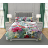 Saténové povlečení NOBILE Pastelové květy - tyrkysové - 160x200 cm