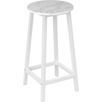 Kovová barová židle FLINT White - bílá/bílý mramor