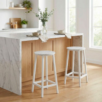 Kovová barová židle FLINT White - bílá/bílý mramor