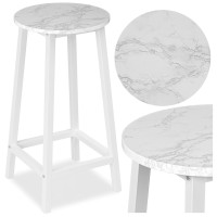 Kovová barová židle FLINT White - bílá/bílý mramor