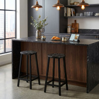 Kovová barová židle FLINT Black - černá/černý mramor