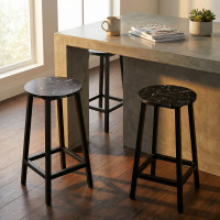 Kovová barová židle FLINT Black - černá/černý mramor