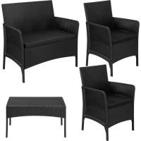 Zahradní nábytek CAMELIA (pohovka + 2 křesla + stůl) - černá